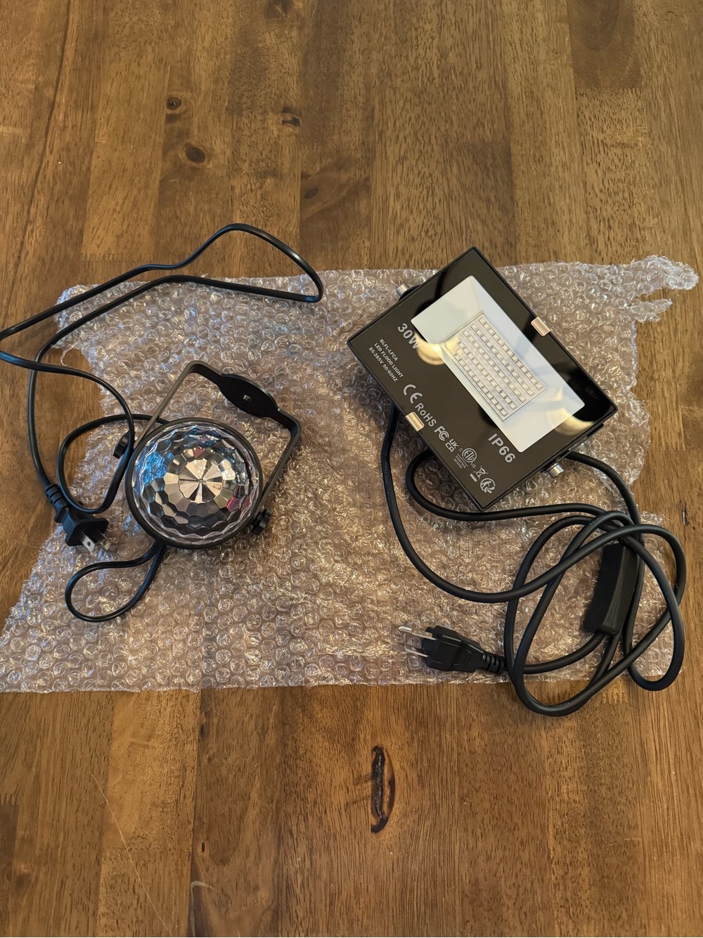 LED Floodlight and Disco Ball Party Light Set - Black